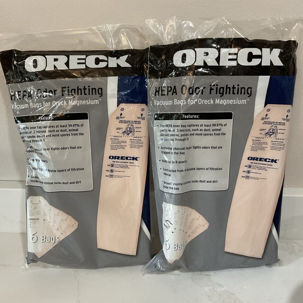 Oreck HEPA Vacuum Bags Magnesium (2 packs of 6 Bags Total of 12 Bags)  LWPK60H
